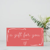 Carte Quirky Retro Coral Red Christmas Gift Certificate (Debout devant)