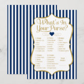 Carte Quoi dans votre sac Jeu Marine Blue Gold Douche (Devant / Derrière)