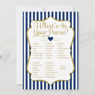 Carte Quoi dans votre sac Jeu Marine Blue Gold Douche