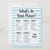 Carte Quoi de neuf dans votre sac Jeu Bleu Blanc Douche (Devant)