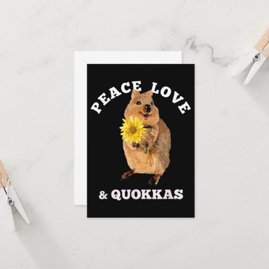Carte quokka Peace Love (Devant/Arrière en situation)