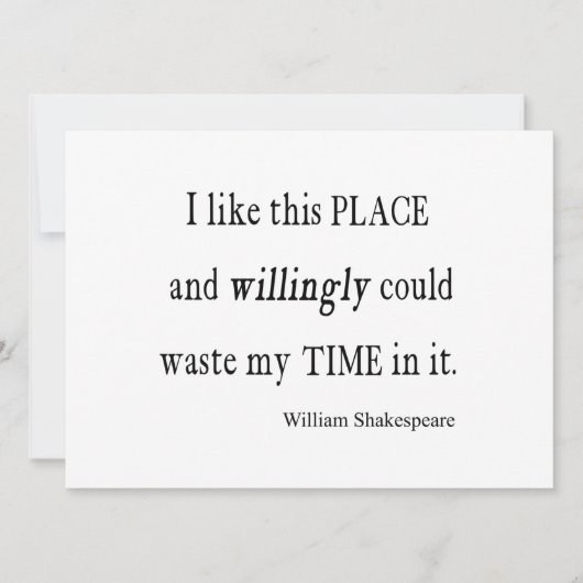 Carte Quota de Willingly Waste Time This Place Shakespea (Devant)