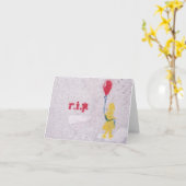 Carte r.i.p. stencil : fille avec le ballon rouge (Fleur jaune)