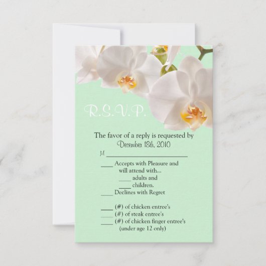 Carte R.S.V.P 3,5 x 5, verte et orchidée (Devant)