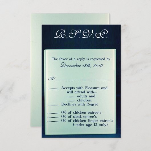 Carte R.S.V.P. 3,5x5 Adolescent Miroir en verre dé (Devant / Derrière)