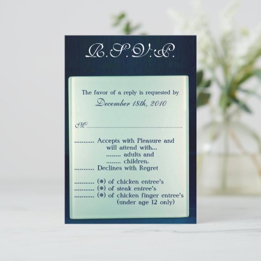 Carte R.S.V.P. 3,5x5 Adolescent Miroir en verre dé (Debout devant)