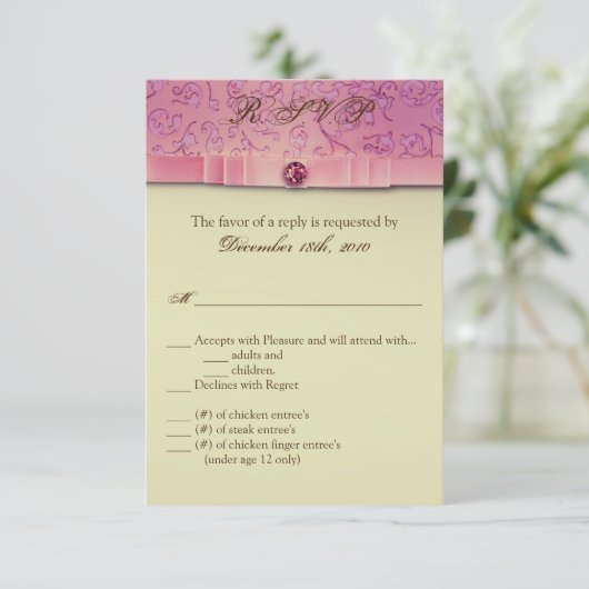 Carte R.S.V.P. 3.5x5 Amethyst Jewel Embossé Paper (Debout devant)