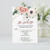 Carte R.S.V.P. 3.5x5 Anemone Rose géométrique de j (Debout devant)