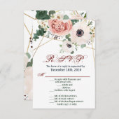 Carte R.S.V.P. 3.5x5 Anemone Rose géométrique de j (Devant / Derrière)