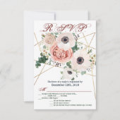 Carte R.S.V.P. 3.5x5 Anemone Rose géométrique de j (Devant)