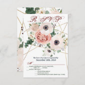 Carte R.S.V.P. 3.5x5 Anemone Rose géométrique de j (Devant / Derrière)
