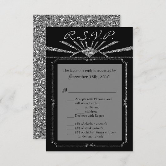 Carte R.S.V.P. 3,5x5 - Art Déco Roaring 20s GATSBY (Devant / Derrière)