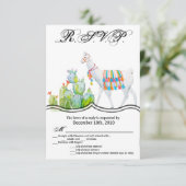 Carte R.S.V.P 3,5x5 Boho Llama Bohemian Cactus Des (Debout devant)