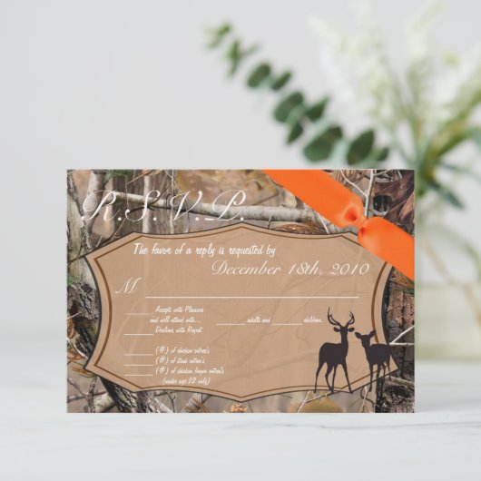 Carte R.S.V.P. 3,5x5 Camo Camouflage Cerf Chasseur (Debout devant)