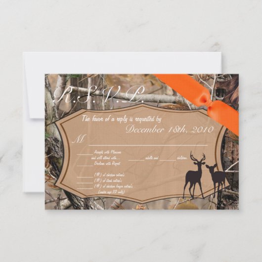 Carte R.S.V.P. 3,5x5 Camo Camouflage Cerfs Chasseu (Devant)