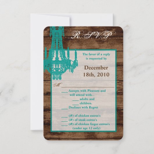 Carte R.S.V.P 3,5x5 Coun de lustre Western Rustic (Devant)