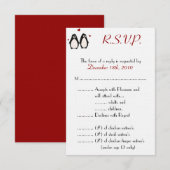 Carte R.S.V.P. 3,5x5 Couple de manchots amoureux (Devant / Derrière)