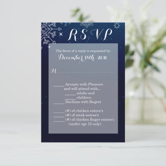 Carte R.S.V.P. 3,5x5 Flocons de neige d'hiver Neig (Debout devant)