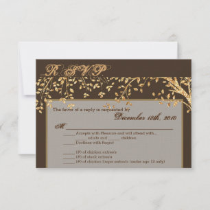 Carte R.S.V.P. 3.5x5 Gold Foil Automne Fall Tree B