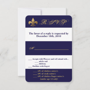 Carte R.S.V.P. 3,5x5 Grille moderne Marine blanche