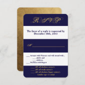 Carte R.S.V.P. 3,5x5 Grille moderne Marine blanche (Devant / Derrière)