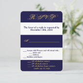 Carte R.S.V.P. 3,5x5 Grille moderne Marine blanche (Debout devant)