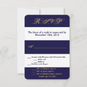 Carte R.S.V.P. 3,5x5 Grille moderne Marine blanche (Devant)