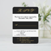 Carte R.S.V.P. 3,5x5 Grille moderne Noir blanc Pol (Debout devant)