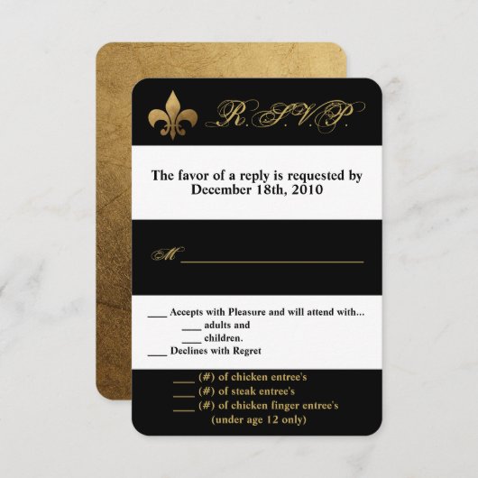 Carte R.S.V.P. 3,5x5 Grille moderne Noir blanc Pol (Devant / Derrière)