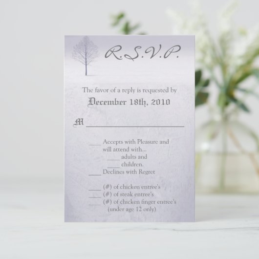 Carte R.S.V.P. 3,5x5 hiver Wonderland Trees neige (Debout devant)