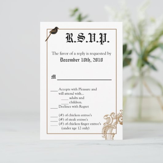 Carte R.S.V.P. 3.5x5 Inséparables officiels Pigeon (Debout devant)