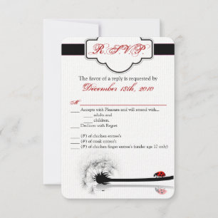 Carte R.S.V.P. 3.5x5 Lady Bug Dandilion Flower Ins