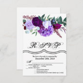 Carte R.S.V.P. 3,5x5 Lavande Hibiscus sur Blanc (Devant / Derrière)