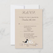 Carte R.S.V.P. 3,5x5 Mariage Oiseaux Mariée (Devant)