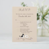 Carte R.S.V.P. 3,5x5 Mariage Oiseaux Mariée (Debout devant)