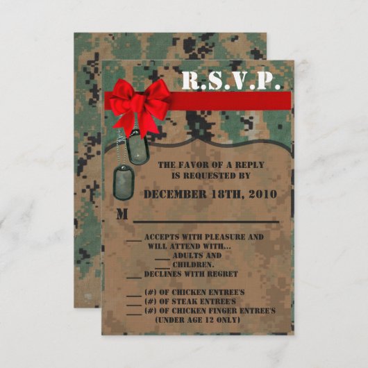 Carte R.S.V.P. 3,5x5 Marine DIGITAL IMPRIMER Uni (Devant / Derrière)