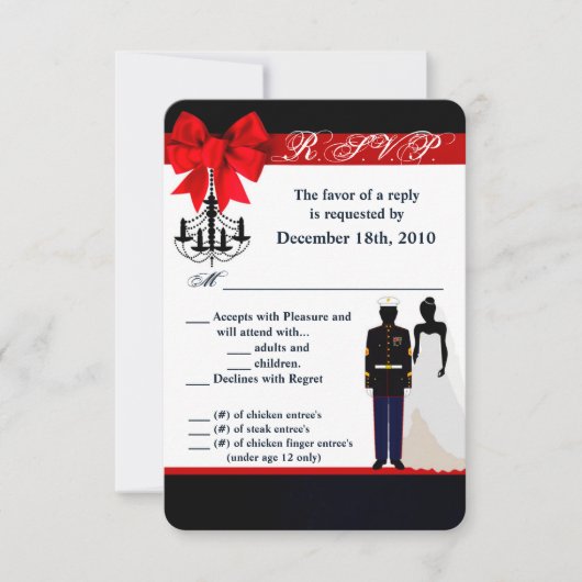Carte R.S.V.P. 3,5x5 Marine Uniform Groom Bride (Devant)