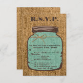 Carte R.S.V.P. 3,5x5 Mason Jar Burlap Pays Rusti (Devant / Derrière)