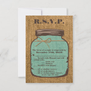 Carte R.S.V.P. 3,5x5 Mason Jar Burlap Pays Rusti