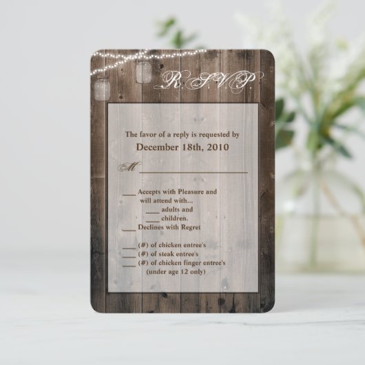 Carte R.S.V.P. 3,5x5 Mason Jar Lights Barne (Debout devant)