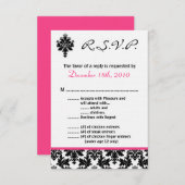 Carte R.S.V.P 3,5x5 noir rose Damak (Devant / Derrière)
