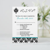 Carte R.S.V.P 3,5x5 Noir Turquoise Damak (Debout devant)