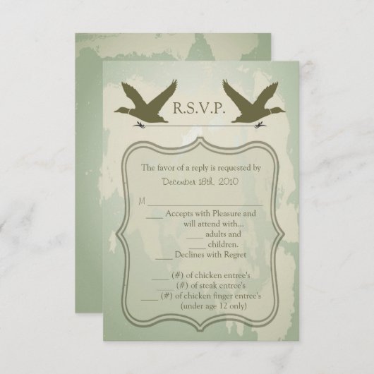 Carte R.S.V.P. 3,5x5 Pays Chasse au canard Rustiqu (Devant / Derrière)