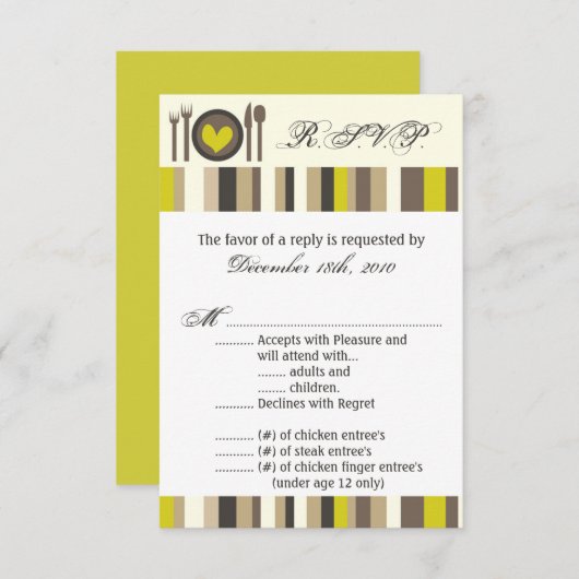 Carte R.S.V.P 3,5x5 Plaque Chine Place en argent (Devant / Derrière)