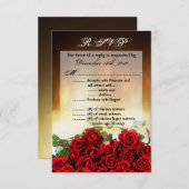 Carte R.S.V.P. 3,5x5 Red Rose Bouquet Fleur nuptia (Devant / Derrière)