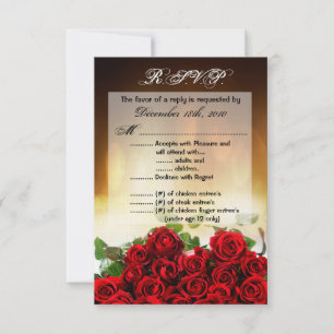 Carte R.S.V.P. 3,5x5 Red Rose Bouquet Fleur nuptia