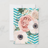 Carte R.S.V.P 3,5x5 Rose géométrique Chevron Turqu (Dos)