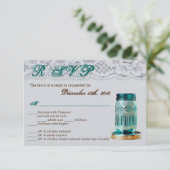 Carte R.S.V.P 3,5x5 Rustic Country Mason Jar Lace (Debout devant)