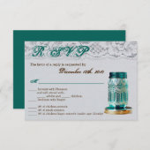 Carte R.S.V.P 3,5x5 Rustic Country Mason Jar Lace (Devant / Derrière)
