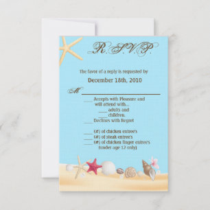 Carte R.S.V.P. 3,5x5 Sea Shells Beach Sand Ocean W